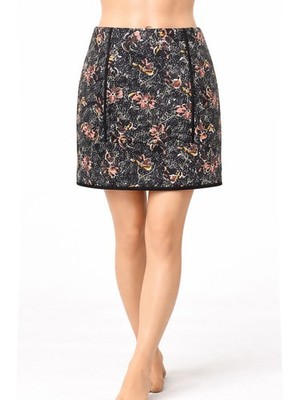 Ex Fat Face Size 12 Black Pure Cotton Floral Print Quilted Skirt