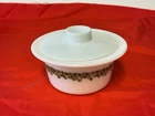 VTG Pyrex Spring Blossom Green Crazy Daisy Butter Tub Dish w/ Plastic Lid USA