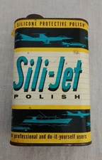 VINTAGE SILI-JET SILICONE PROTECTIVE POLISH CAN WITH PAPER LABEL FULL READ