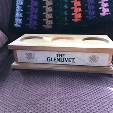 THE GLENLIVET Back Bar Bottle Display Holds Up To 5 Wood w/ Marble