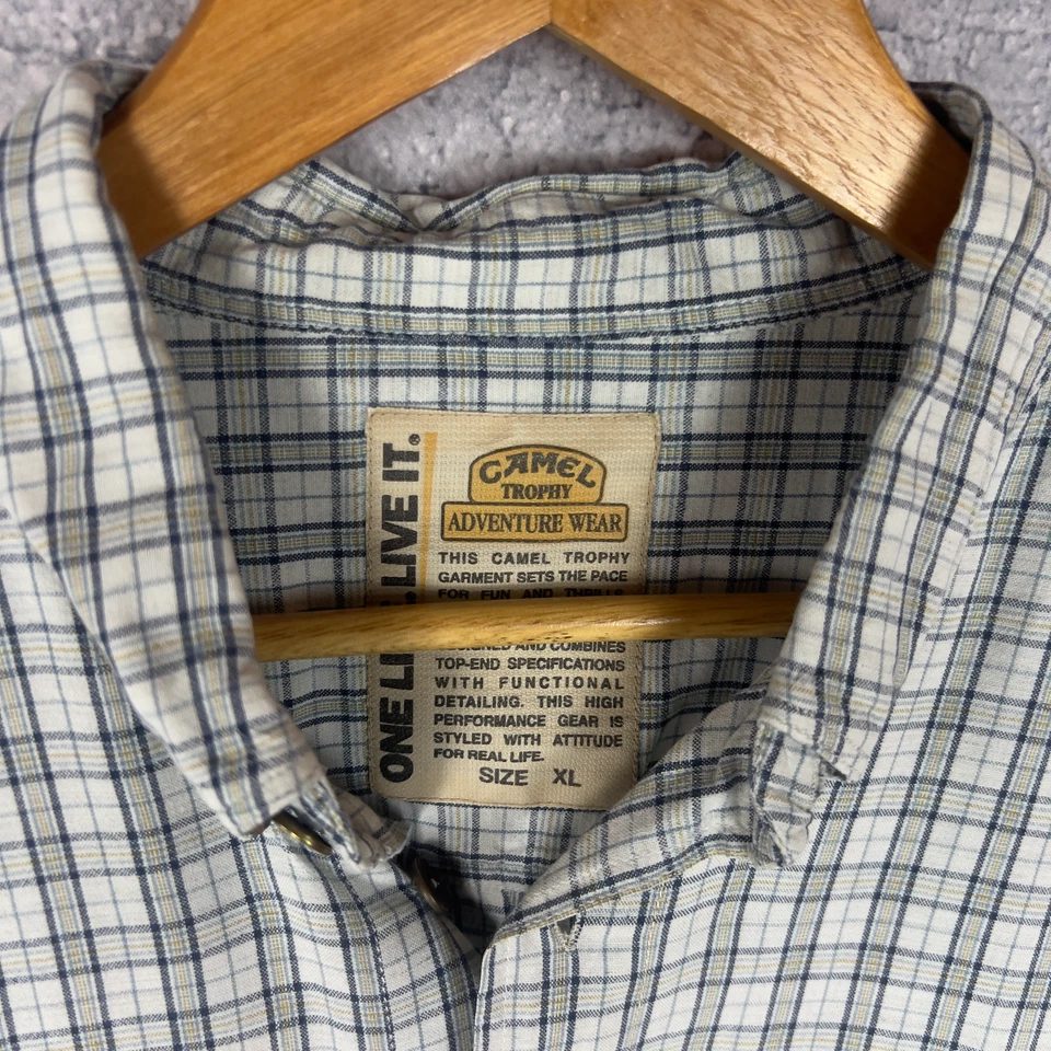 Men’s Camel Trophy Shirt XL Cotton Checkered Vintage Outdoor Safari Style - Image 4 of 4