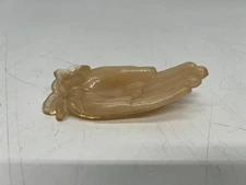 Vtg Degenhart Art Glass Pink Hand Flowers Trinket Ring Dish Vaseline Glows Green