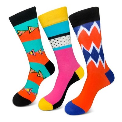 Men's Cotton Checkered Plaid Socks 3 Pairs Anti-Bacterial Mid Calf Socks