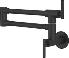 Pot Filler Faucet Matte Black Wall Mount Folding over Stove Double Joint Swing A