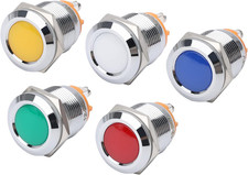 5 Pcs of LED Indicator Light 16Mm 12V AC DC Metal Shell Waterproof Pilot Custom