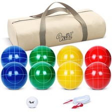 100mm Bocce Ball Set Regulation Size and Weight with 8 Resin Bochie Balls, Pa...