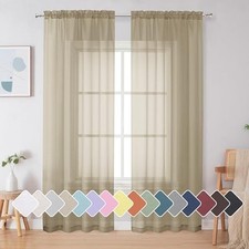 Sheer Curtains 84 Inches Long 2 Panels, Light 42"W x 84"L Pack of 2 Taupe