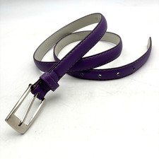 Vintage 80s 7055 Grape Purple Genuine Leather Skinny Women's Dress Belt M 33-37"