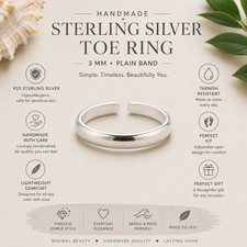 Plain Adjustable  Toe  Ring  Sterling  Silver  925  - 3 mm