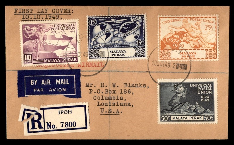Mayfairstamps Malaysia FDC 1949 UPU Anniversary Reg Ipoh First Day Cover cca_193