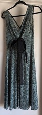 Nine West Dress Petite Sleeveless V-Neck Blue Black White Geometric Bow