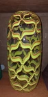 VTG Murano Art Deco Style Glass Vase  Hand Blown Yellow Orange Feathers 13” Tall