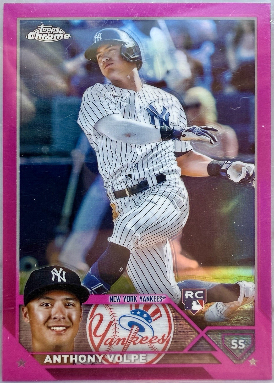 2023 Topps Chrome Pink Refractors #4 Anthony Volpe New York Yankees RC Rookie