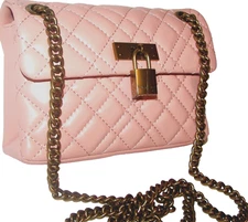 KURT GEIGER Pink Leather Small Chain Purse Crossbody NWT 