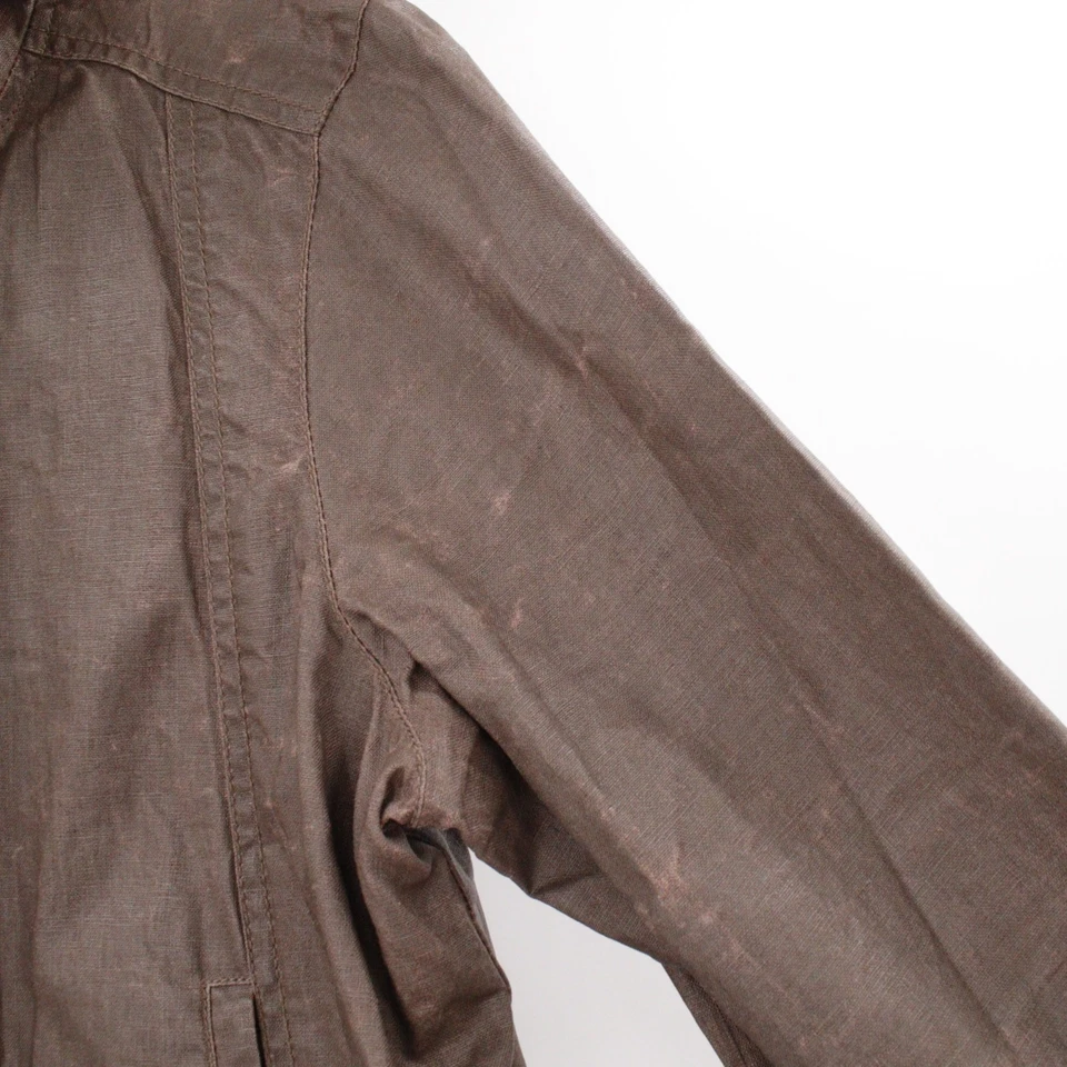 Eileen fisher jacket Women small Utility waxed linen trench coat full zip pocket - Image 3 of 4