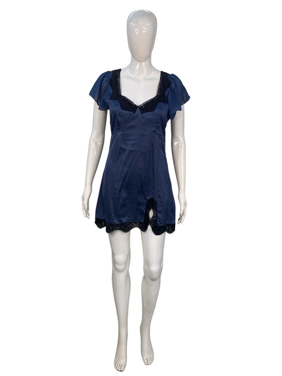 red white and blue mini dress Blue Gingham Balloon Sleeve Mini Dress