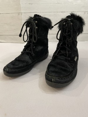 TECNICA Italian Leather Fur Boots Sz 8.5 US 39 EU Winter Snow Ski Lodge Après