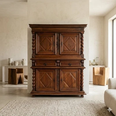 Antike Anrichte mit Doppelplatte Walnuss Provenz XVIII Jhd - Bild 1 von 4