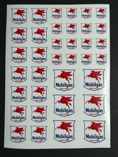 HO Scale Mobil Shield Gas Oil Signs 2mil Vinyl Die-Cut Peel N Stick Stickers