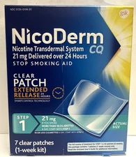 NicoDerm CQ Clear Patch Extended Release,Step 1,7 Clear Patches, Exp:03/26