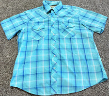 Wrangler Western Mens Button Down Shirt XL Cotton Blend Pearl Snap Short Sleeve
