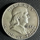1958-D Denver Circulated Silver Franklin Half Dollar Coin