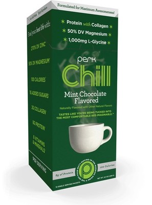 Perk Chill Drink Mix (Mint Chocolate) 10 Stick Packs   Sleep Aid Support