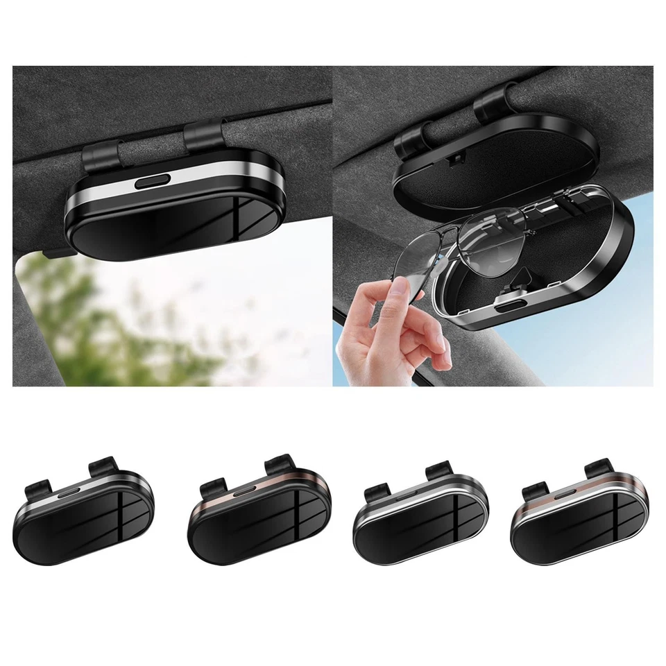 Caja de almacenamiento de gafas de sol para visera de coche organizador de almacenamiento de gafas portátil Foto 2 de 2