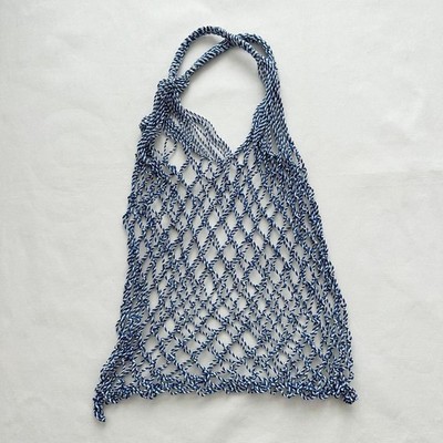 OLD CELINE Phoebe Philo Mesh Net Bag Tote Blue White Novelty