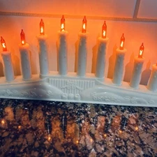 Vintage Christmas Mini Candolier 10 Orange Drip Candles Corded Lights No Box