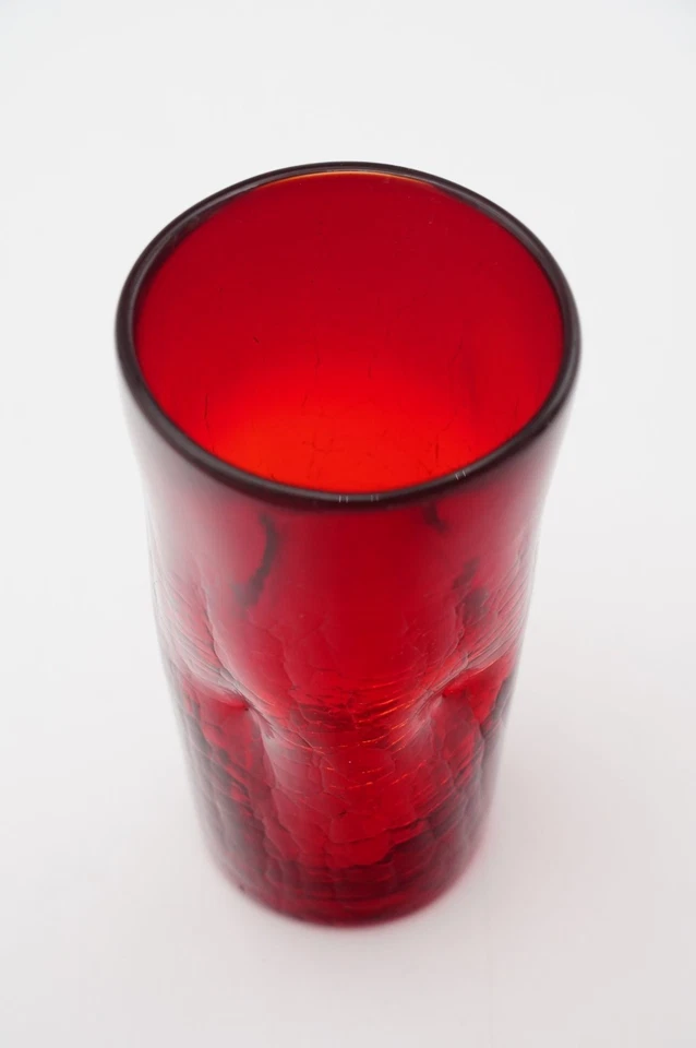 Blenko Ruby Red Glass Indented Dimple Highball Glass Tumbler 5.75" - Image 2 of 4