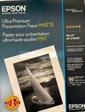 Epson - S041341 - Ultra Premium Matte Presentation Paper 8.5x11 Inches, 50 Shee