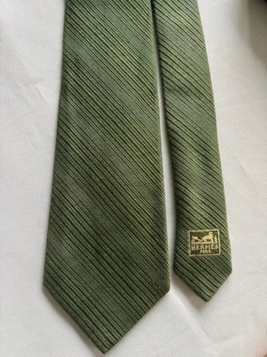 HERMES MEN'S TIE GREEN/POLKA DOT excellent gift