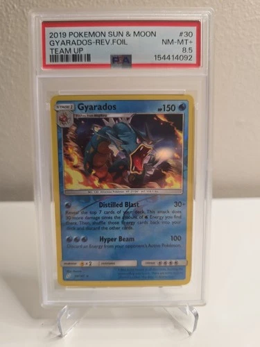 2019 POKEMON SUN & MOON TEAM UP #30 GYARADOS-HOLO PSA 8.5 REV-FOIL