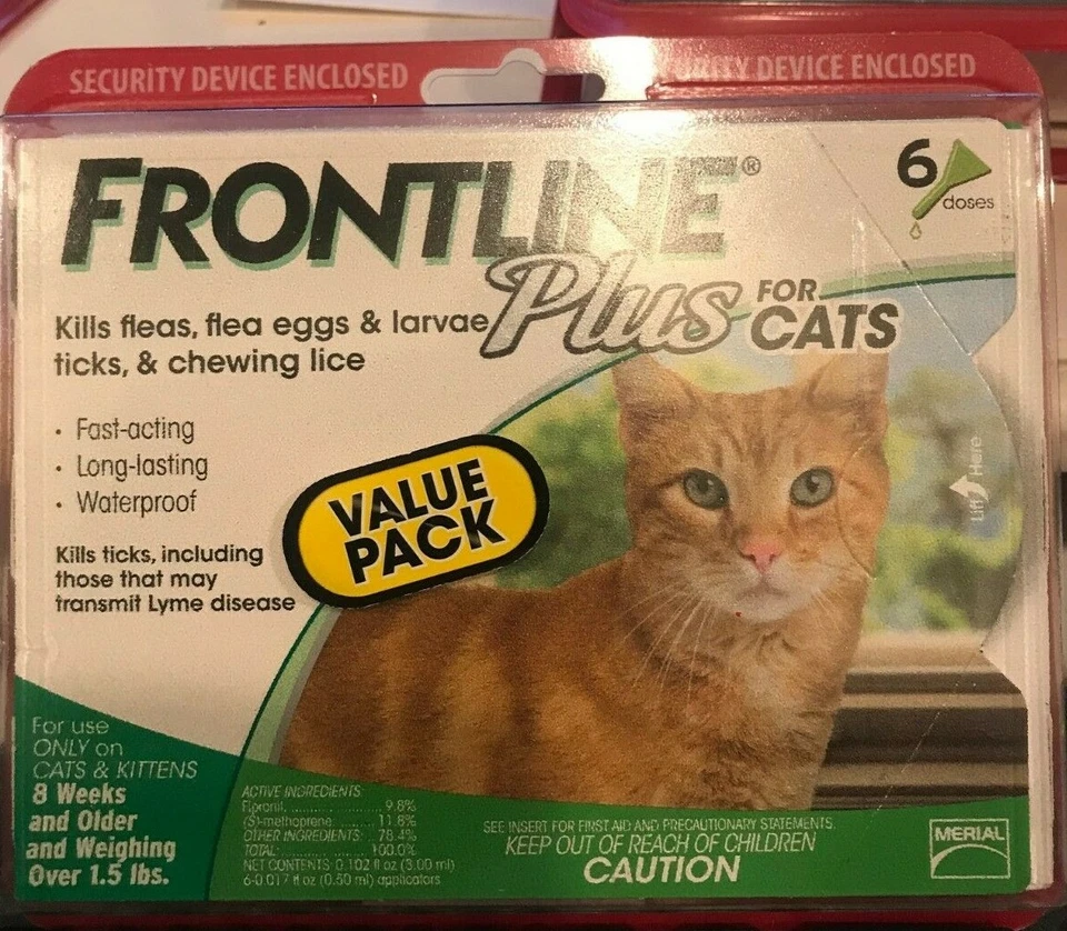 Frontline Plus for CATS 8 WEEKS 6 Doses GENUINE FACTORY SEALED FREE SHIPPING