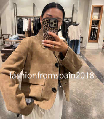 MASSIMO DUTTI NEW WOMAN Suede leather jacket with pockets MASSIMO DUTTI NEW WOMAN Suede leather jacket with pockets