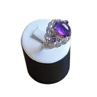 Amethyst Sterling Silver Vintage Designer Statement Ring Signed Karis STS Size 9