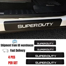 4 Pcs Carbon Fiber Leather Car Door Sill Protector for Ford F250 F350 Super Duty