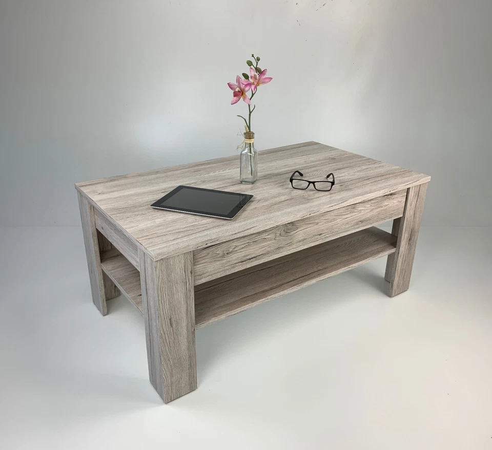 Couchtisch Sofatisch Wohnzimmertisch Ewa 100x54cm Sandeiche Optik Schublade Neu - Bild 2 von 4