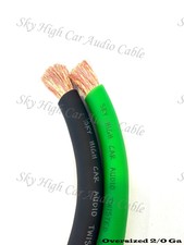 10 ' ft 2/0 Gauge AWG 5' LIME GREEN / 5' BLACK Power Ground Wire Sky High GA
