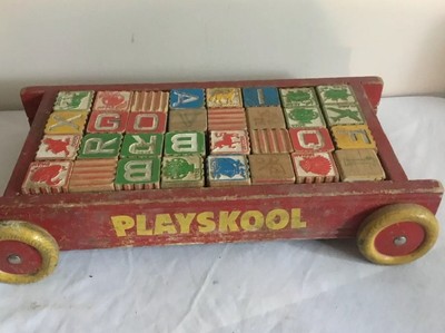 wooden blocks in wagon