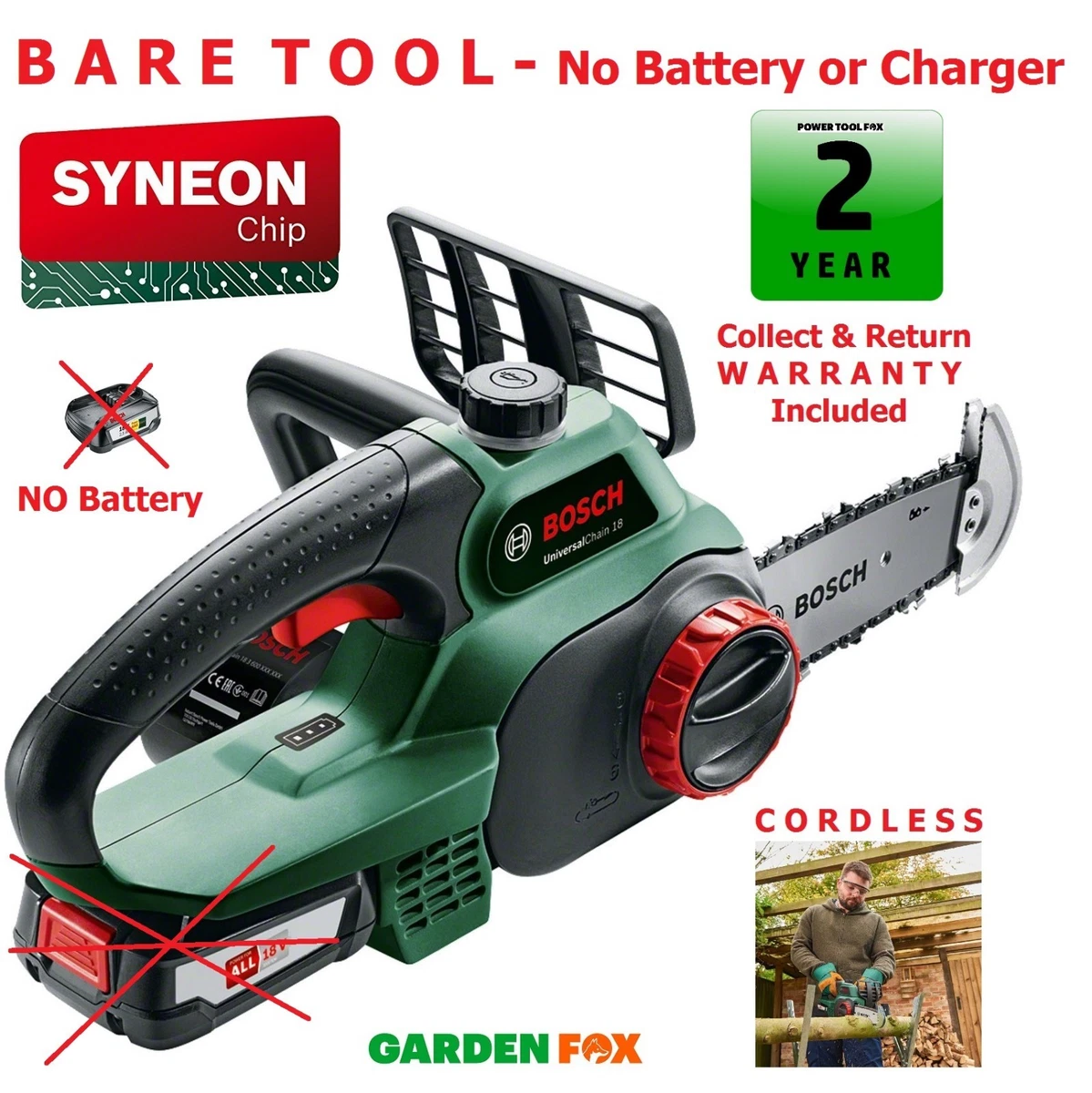 BARE TOOL BOSCH UniversalCHAIN 18 CHAINSAW 06008B8070