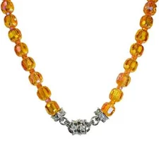 KIRKS FOLLY Divine Sparkle 10mm Crystal Beaded Magnetic Necklace orange/ st