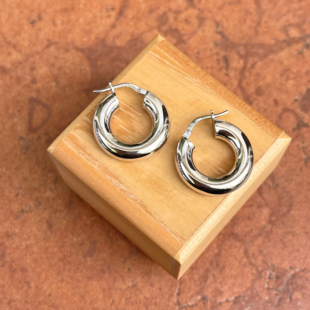 Sterling Silver Shiny 5mm Wide Hollow Tube Chunky Hoop Earrings