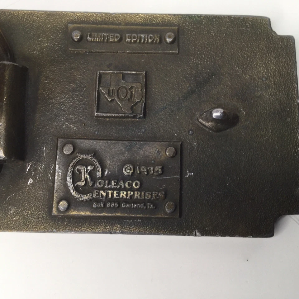 Koleaco Enterprizes 1975 Texas Hebilla ~ Edición Limitada U01 ~ Cinturón de Cuero Raro Foto 3 de 4