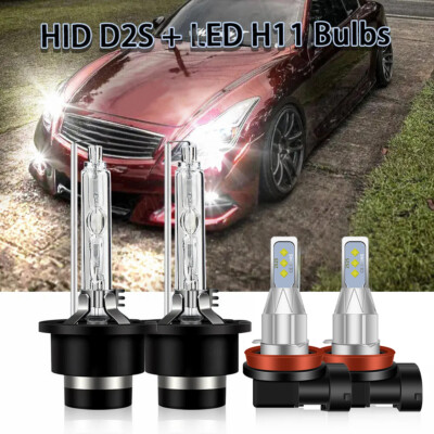 For Infiniti G37 2008-2013 6000K LED/HID Headlight High Low Fog Light Bulbs Kit