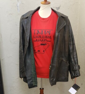 VTG 1940s German Horsehide Leather Motorcycle Jacket Car Coat