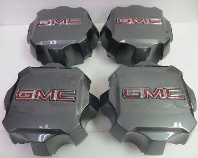 GMC SIERRA 2500 AND SIERRA 3500 2020-2024 GRAY WITH RED EMBLEM CENTER CAPS - 4