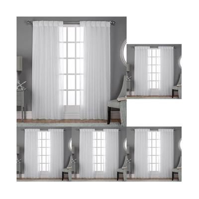 Exclusive Home Belgian Pp Sheer Textured Linen Look Jacquard Pinch Pleat Pane...