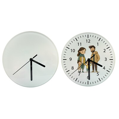20pcs/pack Sublimation Blank Glass Photo Frame with Glossy Round Clock US Stock